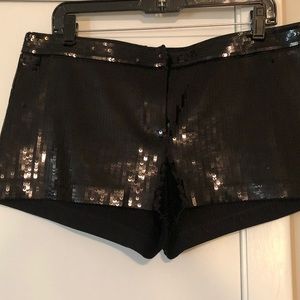 Express black shiny sequins party shorts